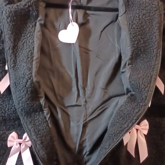 DOLLSKILL SUGAR THRILLZ 2X BLACK SERPA WITH PINK BOWS LONG-SLEEVED POCKETS - Picture 9 of 11
